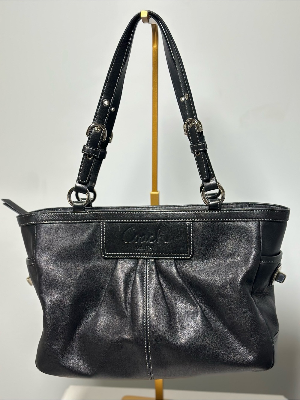 Coach Black Leather Shoulder Bag F13759 Y2K